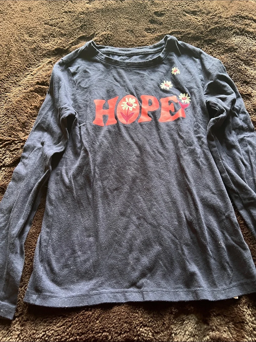 GAP Pink Floral Heart Long-Sleeve Tee with Navy 